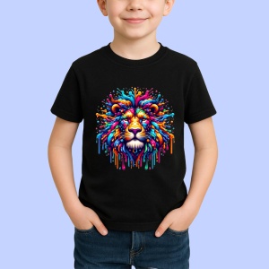 Tricou Leu stil pop art forta si culoare in design urban Copii | Dama | Barbat, culoare negru