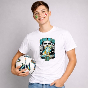 Tricou Lionel Messi Argentina World Cup Fifa 2026, din bumbac 100%, tricou alb, Copii | Dama | Barbat - Img 2