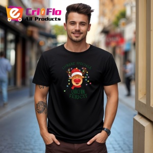 Tricou Livrare Speciala Ren Craciun, din bumbac 100%, tricou negru, Dama | Barbat - Img 3