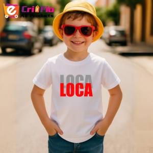 Tricou Loca Loca Text Rosu Si Negru Design Modern, din bumbac 100% , tricou alb pentru Copii | Dama | Barbat - Img 4