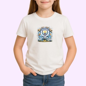 Tricou Logo Manchester City Minge Fotbal Albastru, din bumbac 100% , tricou alb pentru Copii | Dama | Barbat