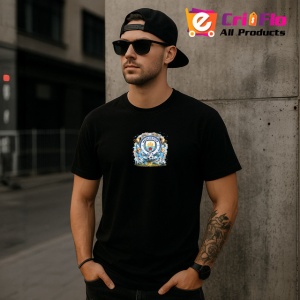 Tricou Logo Manchester City Minge Fotbal Albastru, din bumbac 100%, tricou negru Copii | Dama | Barbat - Img 6