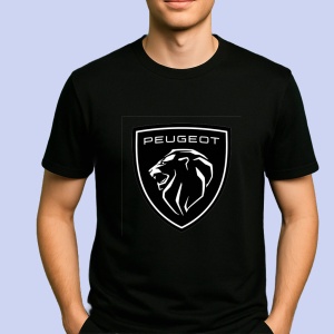 Tricou Logo Peugeot Negru | Unisex Dama si Barbat