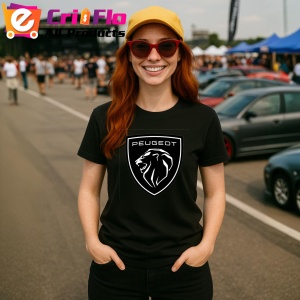 Tricou Logo Peugeot Negru | Unisex Dama si Barbat - Img 3