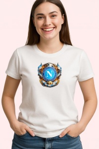 Tricou Logo Ssc Napoli Fotbal Club Italia V1, din bumbac 100% , tricou alb pentru Copii | Dama | Barbat - Img 2