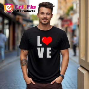 Tricou Love Text Minimalist, din bumbac 100%, tricou negru, Dama | Barbat - Img 3