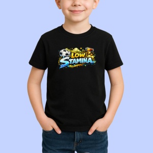 Tricou Low Stamina Minge Fotbal Obosita Amuzant, din bumbac 100%, tricou negru Copii | Dama | Barbat - Img 2