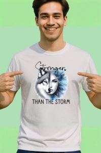 Tricou Lup si femeie blanda dar puternica mesaj stronger than the storm Copii | Dama | Barbat Barbat - Img 2