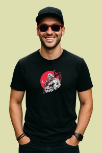 Tricou Luptator Minotaur Furios Fundal Gri Rosu, din bumbac 100%, tricou negru Copii | Dama | Barbat