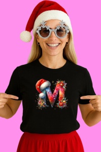 Tricou M Litere Alfabet Craciun Impodobite Cu Decoratiuni, din bumbac 100% Copii | Dama | Barbat - Img 3