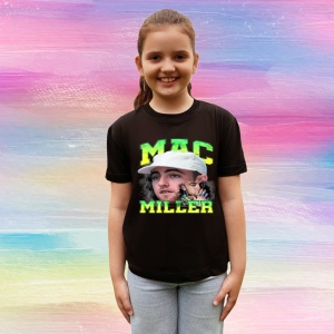 Tricou Mac Miller Portret artistic, muzica Rap, Dama | Barbat | Copii, Culoare Negru - Img 4