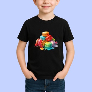 Tricou Macaron Negru, Copii | Dama | Barbat