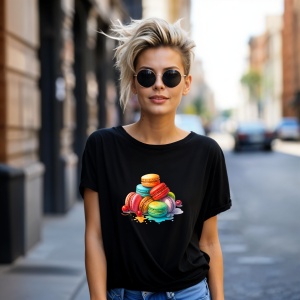 Tricou Macaron Negru, Copii | Dama | Barbat - Img 11