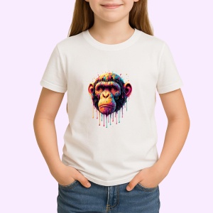 Tricou Maimuta realista in stil pop art fundal alb Copii | Dama | Barbat