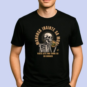 Tricou Mananca inainte sa mori Negru, Copii | Dama | Barbat