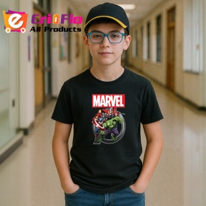 Tricou Marvel super eroi celebri precum Hulk Thor si Iron Man, Copii | Dama | Barbat , tricou negru