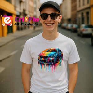 Tricou Masina in stil graffiti curcubeu fundal alb Copii | Dama | Barbat - Img 6