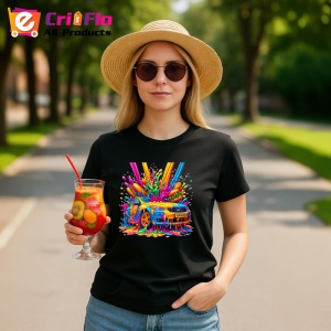 Tricou Masina sport acoperita cu vopsea graffiti Copii | Dama | Barbat, culoare negru - Img 8