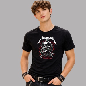 Tricou Metallica Kill Em All Craniu, din bumbac 100%, tricou negru, Dama | Barbat - Img 2