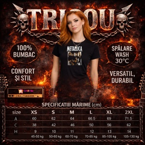 Tricou Metallica Trupa Vintage, din bumbac 100%, tricou negru, Dama | Barbat - Img 6