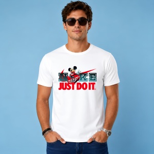 Tricou Mickey Mouse Pe Motocicleta Stil Urban, din bumbac 100% Copii | Dama | Barbat - Img 2