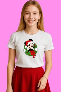 Tricou Mickey Tinand Coronita Craciun, din bumbac 100%, tricou alb, Copii | Dama | Barbat - Img 3