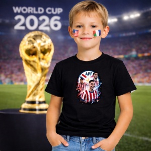 Tricou Miguel Almiron Paraguay World Cup Fifa 2026 V3, din bumbac 100%, tricou negru, Copii | Dama | Barbat - Img 5