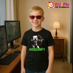 Tricou Minecraft Arcas Blond Tricou Negru Copii | Dama | Barbat - Img 8