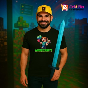 Tricou Minecraft Baiat Cu Baloane Tricou Negru Copii | Dama | Barbat