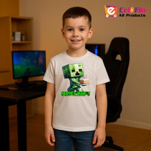 Tricou Minecraft Creeper Cu Tort Tricou Alb Copii | Dama | Barbat - Img 8