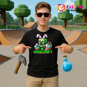 Tricou Minecraft Creeper Paste Tricou Negru Copii | Dama | Barbat - Img 2