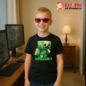 Tricou Minecraft Creeper Speriat Tricou Negru Copii | Dama | Barbat - Img 8