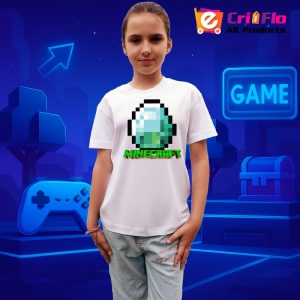 Tricou Minecraft Diamant Pixelat Tricou Alb Copii | Dama | Barbat - Img 2