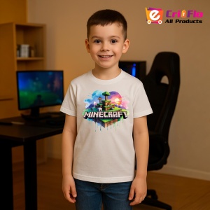 Tricou Minecraft Logo Artistic Tricou Alb Copii | Dama | Barbat - Img 8