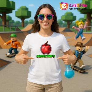 Tricou Minecraft Marul Rosu Tricou Alb Copii | Dama | Barbat - Img 3