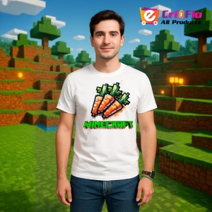 Tricou Minecraft Morcovi Veseli Tricou Alb Copii | Dama | Barbat