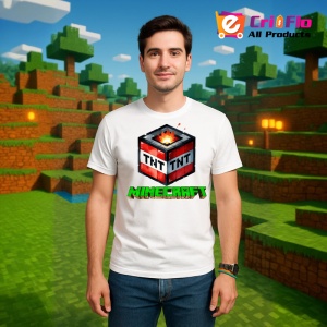 Tricou Minecraft T N T Exploziv Tricou Alb Copii | Dama | Barbat - Img 1
