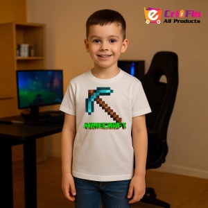 Tricou Minecraft Tarnacop Pixelat Tricou Alb Copii | Dama | Barbat - Img 8