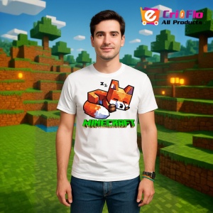 Tricou Minecraft Vulpe Adormita Tricou Alb Copii | Dama | Barbat