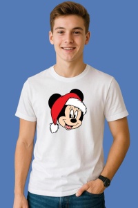 Tricou Minnie Chip Mos Craciun, din bumbac 100%, tricou alb, Copii | Dama | Barbat