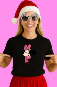 Tricou Minnie Cu Fular Mov Craciun, din bumbac 100% Copii | Dama | Barbat
