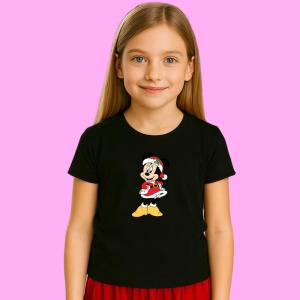 Tricou Minnie In Rochita Rosie De Craciun, din bumbac 100% Copii | Dama | Barbat - Img 3