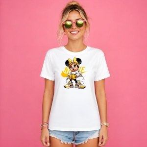 Tricou Minnie Mouse Hypebeast Tenisi Galbeni Urban Street Fashion, din bumbac 100% Copii | Dama | Barbat - Img 3