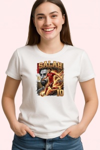 Tricou Mohamed Salah Egipt Regele Egiptean Fotbal, din bumbac 100% , tricou alb pentru Copii | Dama | Barbat - Img 3