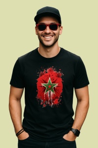 Tricou Morocco Steag Splash Art, Copii | Dama | Barbat, culoare negru - Img 2