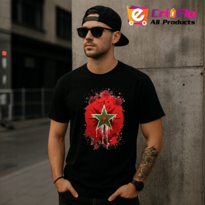 Tricou Morocco Steag Splash Art, Copii | Dama | Barbat, culoare negru - Img 7