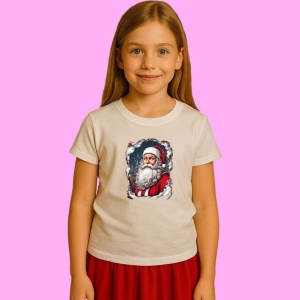 Tricou Mos Craciun Clasic Portret, din bumbac 100%, tricou alb, Copii | Dama | Barbat - Img 2
