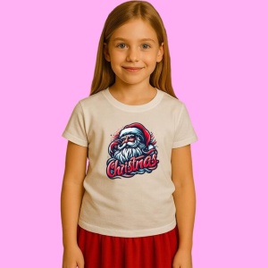 Tricou Mos Craciun Retro Cu Barba Lunga, din bumbac 100%, tricou alb, Copii | Dama | Barbat - Img 1