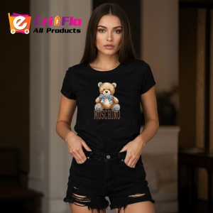 Tricou Moschino Teddy, din bumbac 100%, tricou negru, Dama | Barbat - Img 5