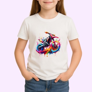 Tricou Motocicleta pop art graffiti fundal alb Copii | Dama | Barbat - Img 4